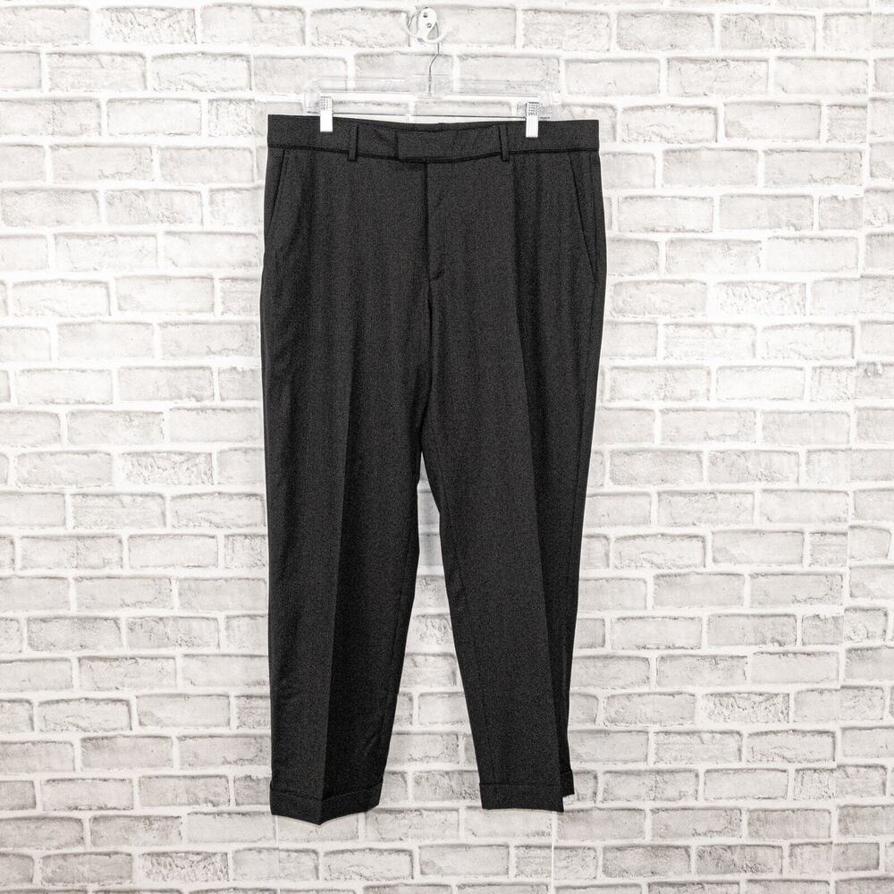 Z Zegna Men's Flat Front Dress Pants Dark Brown micro striped Size 54 36w city